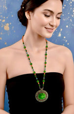 Green Tribal Medallion Necklace