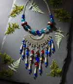 Blue Red Multi Dangle Tribal Necklace