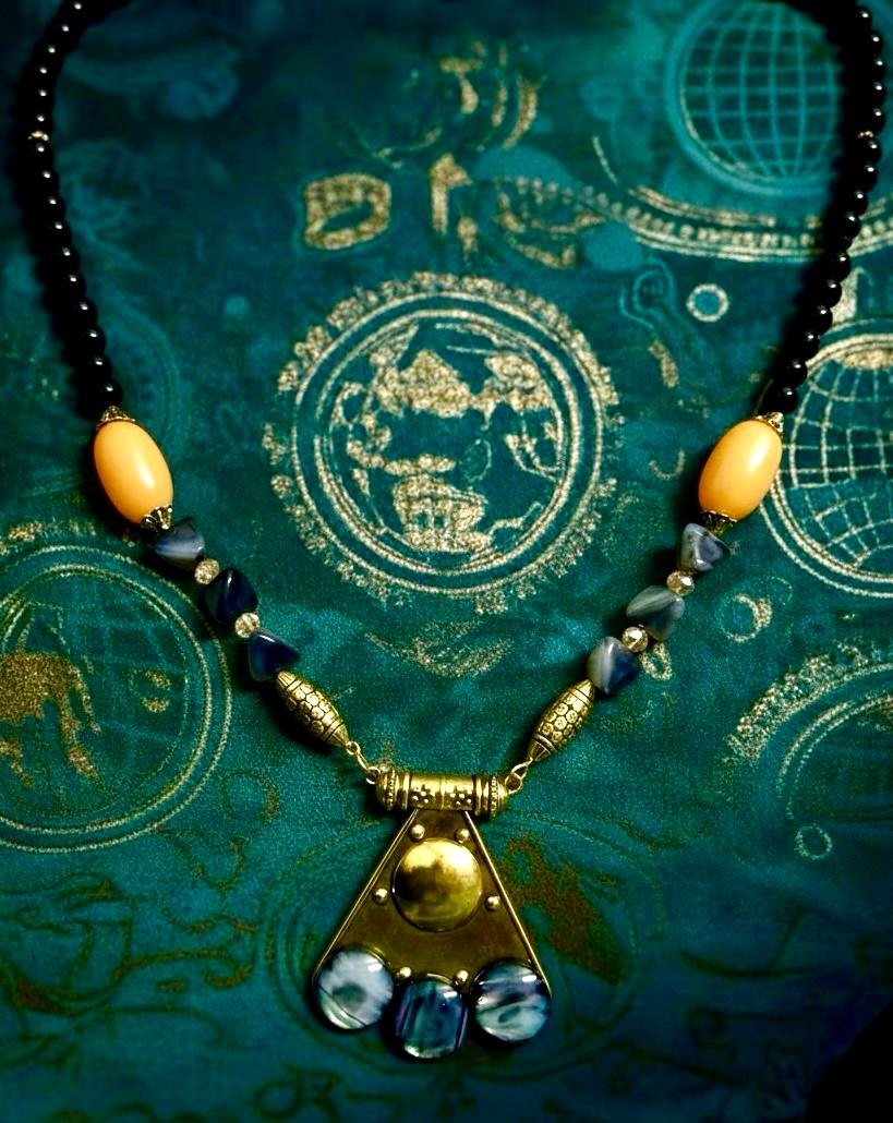 Brass Triangle Tribal Bead Necklace
