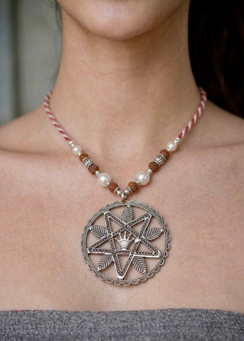Star Compass Mandala Pendant Necklace