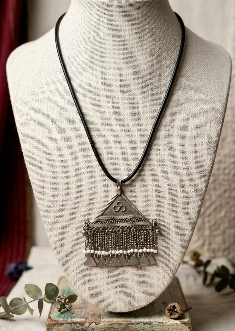 Crescent Rain Triangle Pendant Necklace