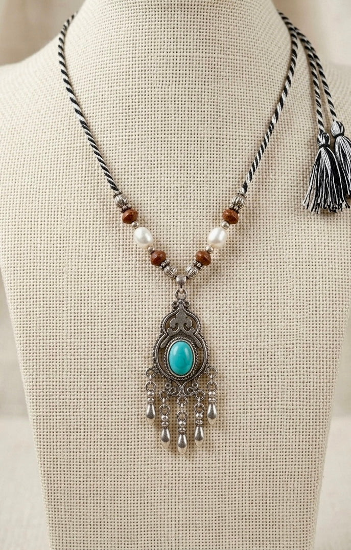 Turquoise Minar Chandelier Pendant Necklace