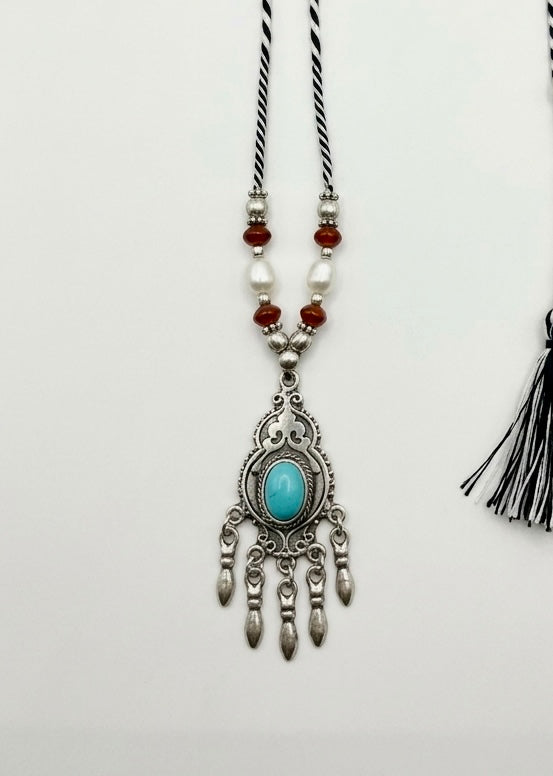 Turquoise Minar Chandelier Pendant Necklace