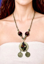 Crescent Mosaic Moon Pendant Necklace