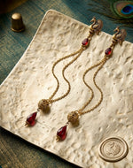 Dejoor Peacock Ruby Drop Earrings
