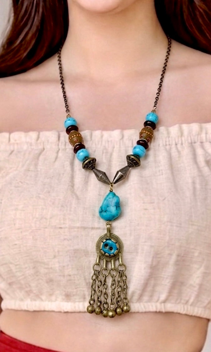 Turquoise Nomad Amulet Pendant Necklace