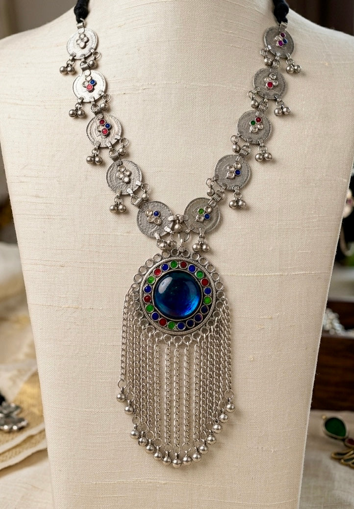 Tribal Rain Coin Chain Statement Necklace