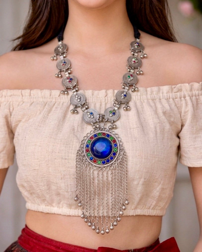 Tribal Rain Coin Chain Statement Necklace