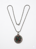 Jewel Mosaic Circle Pendant Necklace