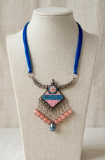 Indigo Petal Meenakari Diamond Necklace
