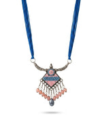 Indigo Petal Meenakari Diamond Necklace