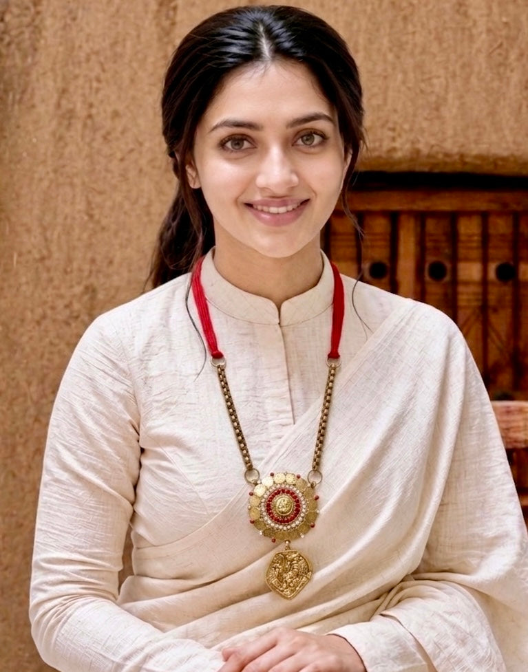Lakshmi Temple Gold Pendant Necklace