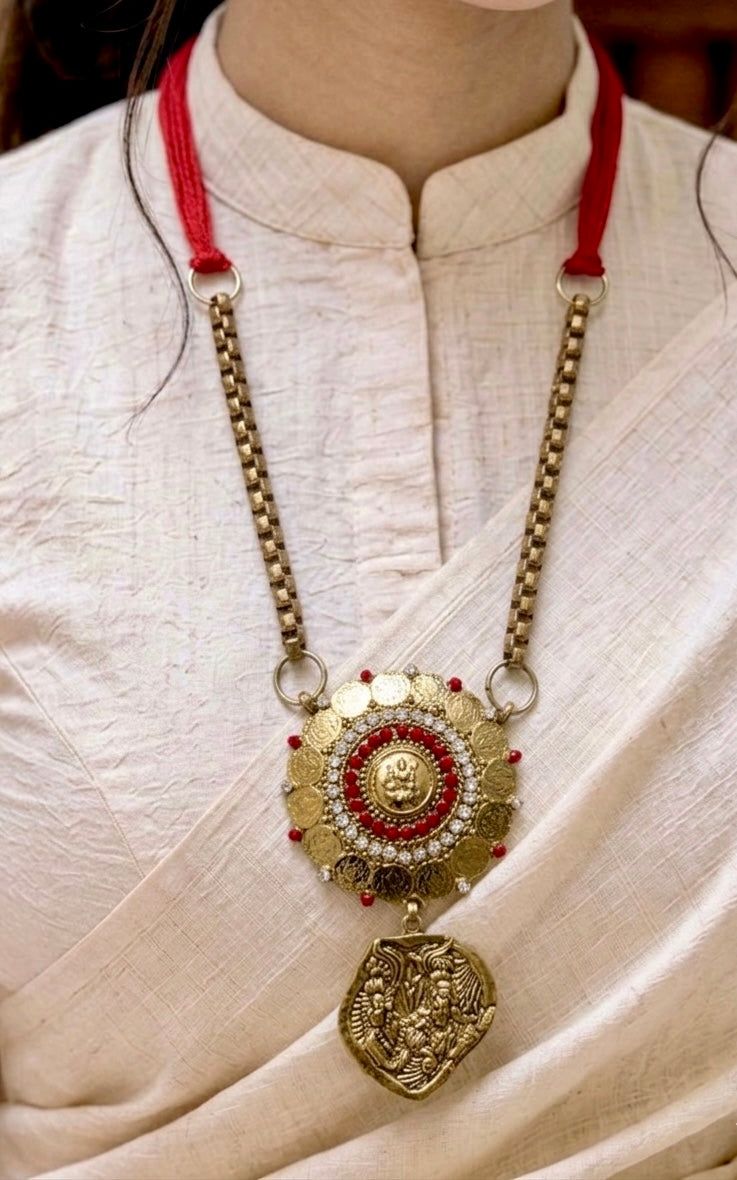 Lakshmi Temple Gold Pendant Necklace