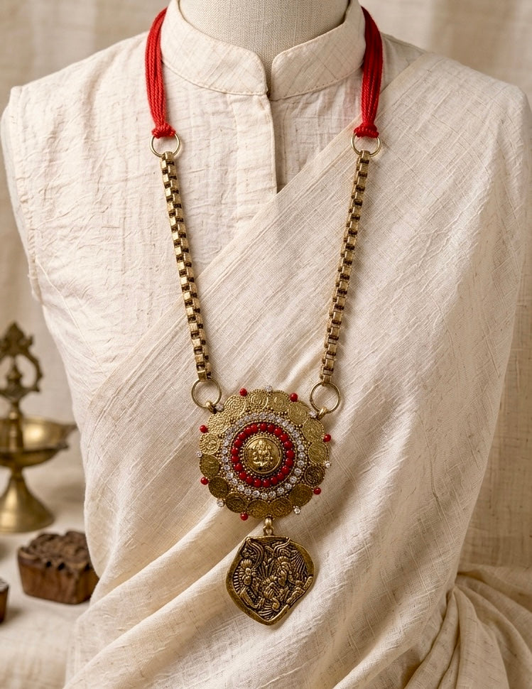 Lakshmi Temple Gold Pendant Necklace