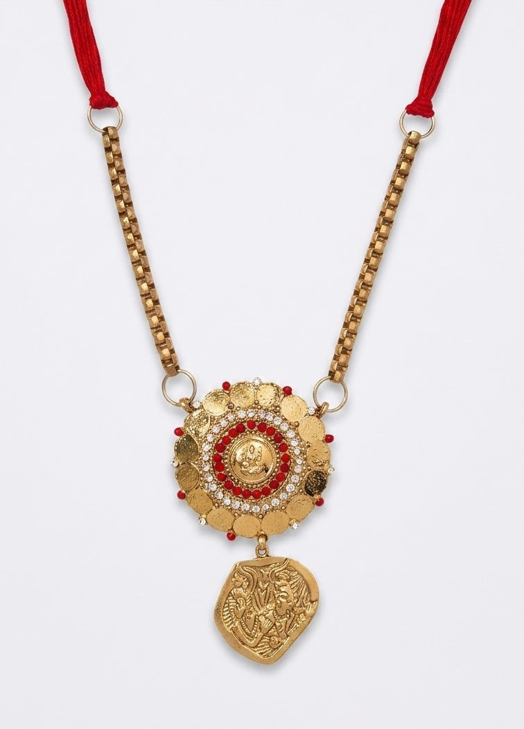 Lakshmi Temple Gold Pendant Necklace