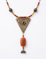 Amber Triangle Amulet Pendant Necklace