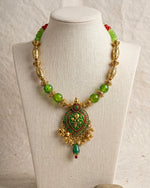 Meenakari Heart Ghungroo Pendant Necklace