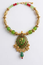 Meenakari Heart Ghungroo Pendant Necklace