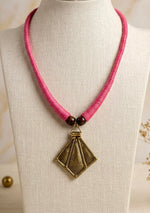 Rose Cord Diamond Pendant Necklace