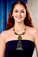 Amber Sage Flower Drop Pendant Necklace