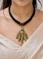 Lotus Bud Brass Pendant Necklace