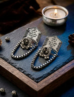 Asato Ma Oxidised Silver Script Earrings