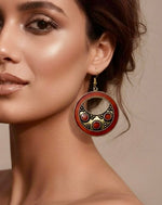Carnelian Crescent Hoop Drop Earrings