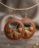 Carnelian Crescent Hoop Drop Earrings