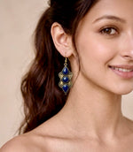 Lapis Lazuli Afghan Triple Stone Drop Earrings