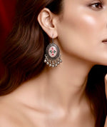 Pichwai Painted Oval Ghungroo Earrings