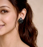 Black Onyx Cross Mandala Stud Earrings