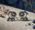 Wildflower Silver Crystal Stud Earrings