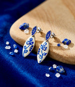 Indigo Bloom Marquise Enamel Drop Earrings