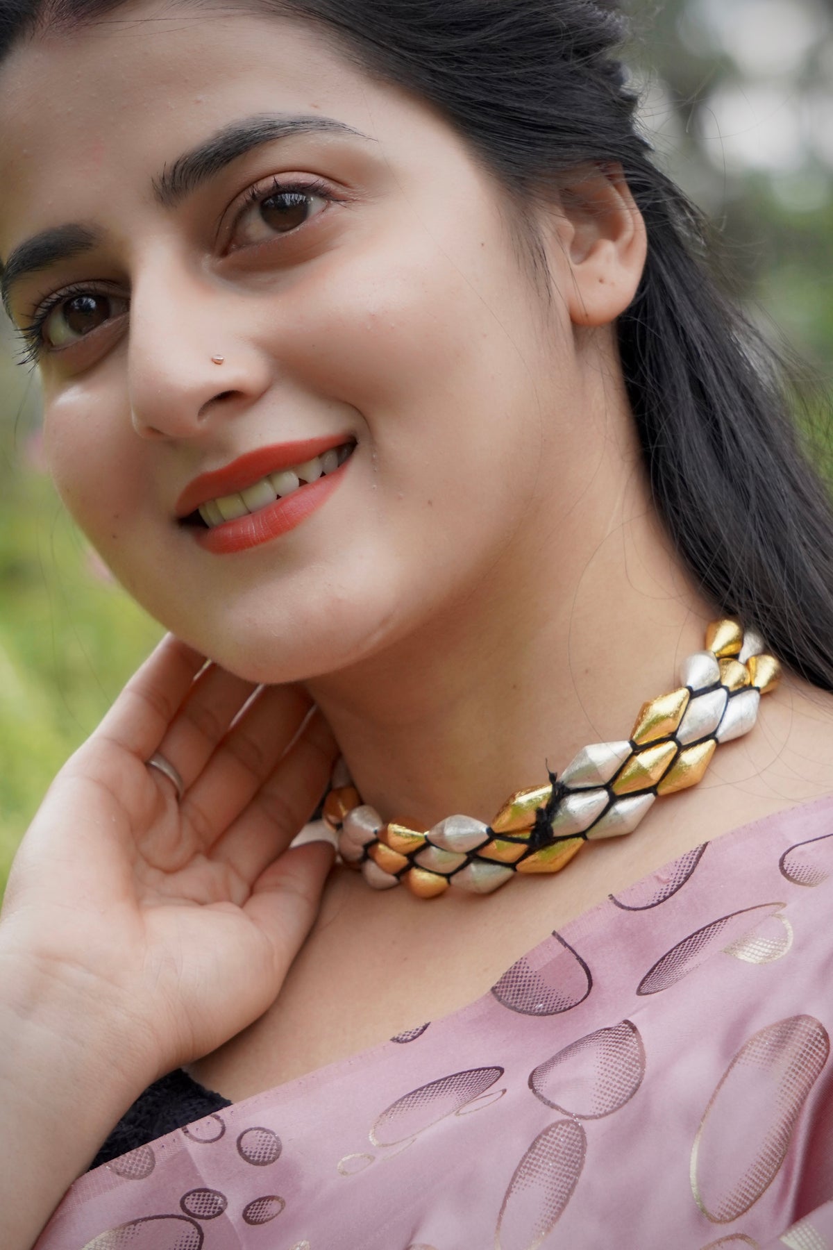 Dholki Dual-Tone Bead Choker