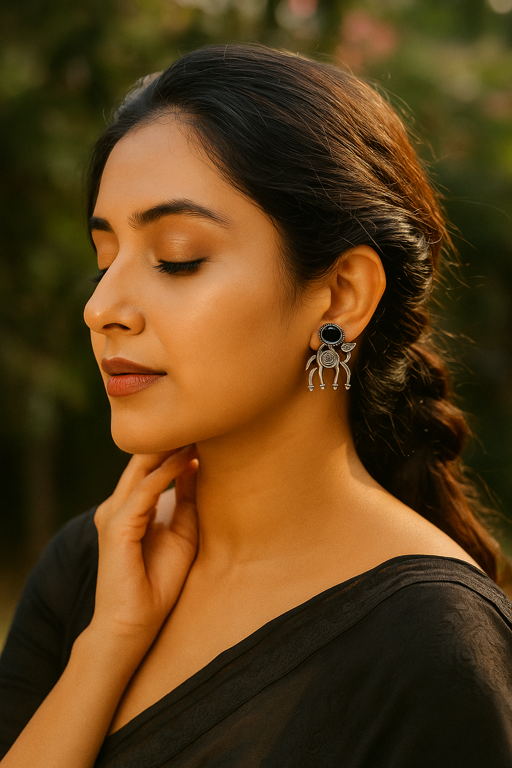 Karwaan Oxidised Nomadic Camel Motif Stud Earrings — Quirky Boho Earrings India