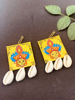 Maa Kali Earrings — Handpainted Goddess Cowrie Shell Earrings India
