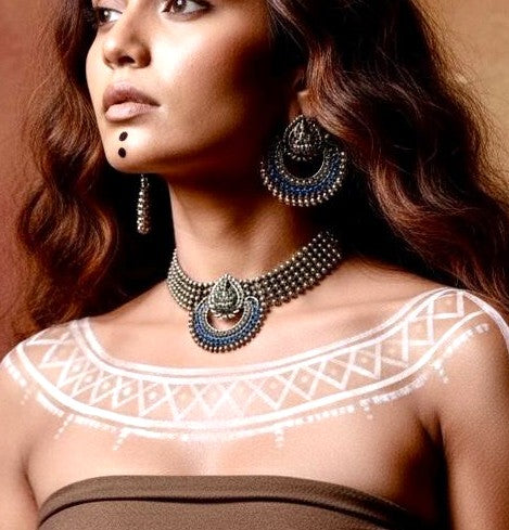 Tribal Heritage Oxidised Pendant Necklace
