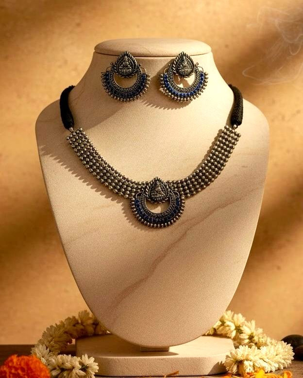 Tribal Heritage Oxidised Pendant Necklace