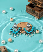 Turquoise Fan Oxidised Earrings