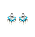 Turquoise Fan Oxidised Earrings