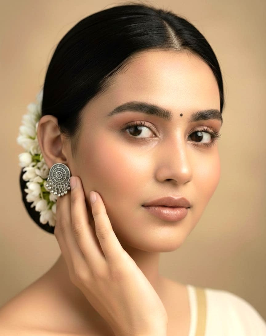 Tribal Disc Oxidised Earrings
