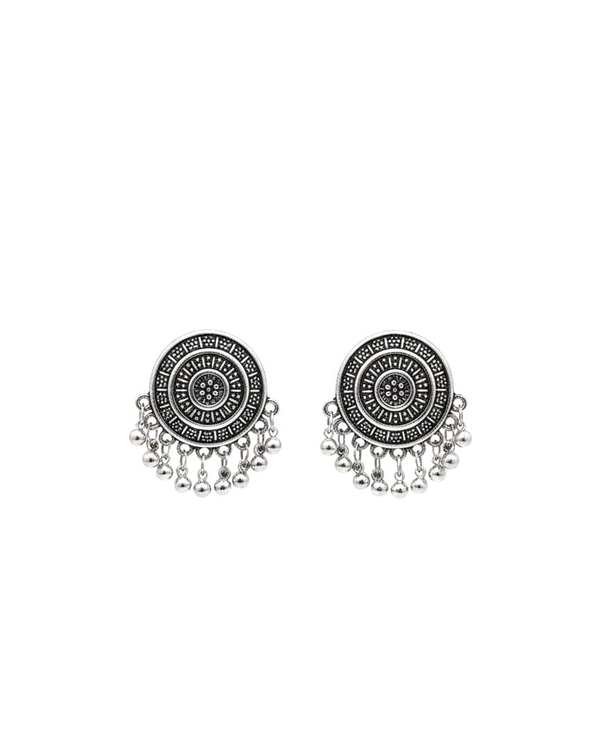 Tribal Disc Oxidised Earrings