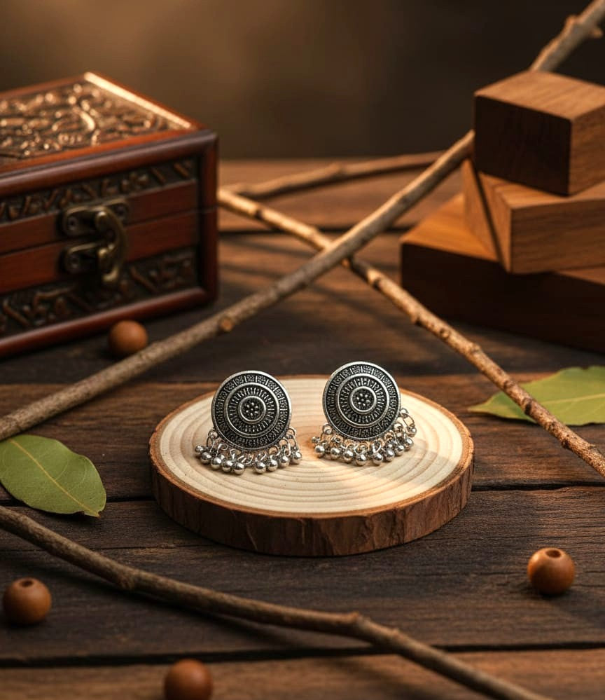 Tribal Disc Oxidised Earrings