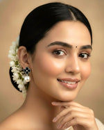 Noir Bloom Pearl Drop Earrings