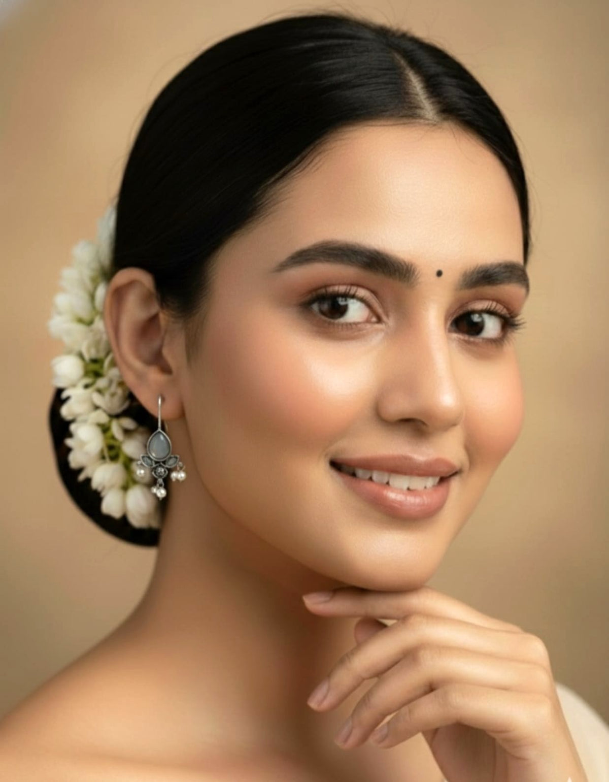 Aashna Pearl Oxidised Drop Earrings