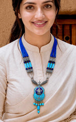 Neela Durga Turquoise Bead Pendant Necklace