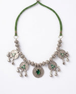 Emerald Coin Ghungroo Oxidised Necklace