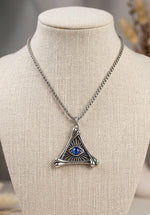 All-Seeing Eye Triangle Oxidised Silver Necklace