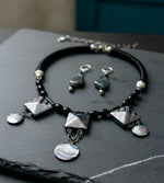 Midnight Pearl Geometry Necklace Set