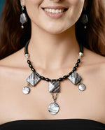 Midnight Pearl Geometry Necklace Set